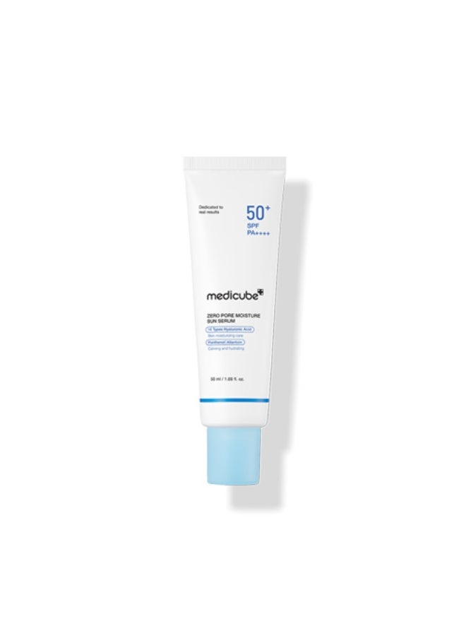 Medicube Zero Pore Moisture Sun Serum SPF 50 (50ml), Lightweight Hydrating Chemical Sunscreen for Sensitive & Oily Skin, Broad Spectrum UV Protection Serum Minimizes Pores & Leaves No White Cast - Image 1
